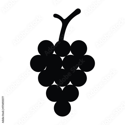 Simple black silhouette of grapes, ready for winemaking or healthy eating