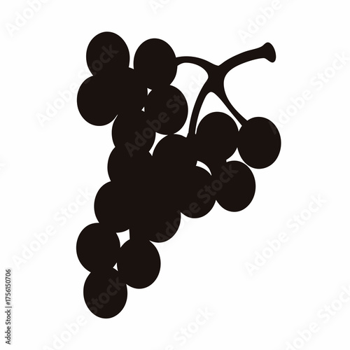 Silhouette of a Bunch of Grapes against a White Background