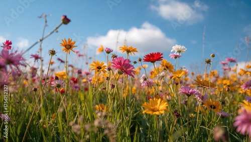 Detailed close-up shot capturing vibrant field blossoms