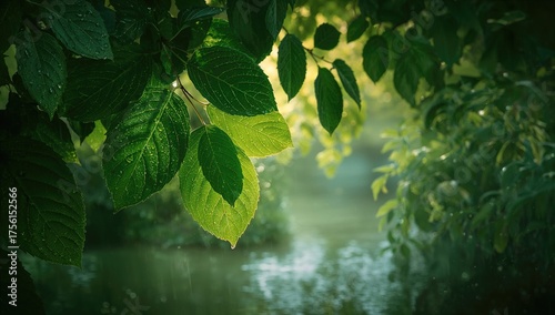Dew-covered vibrant foliage...