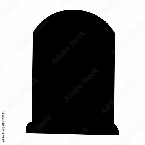 Silhouette of a Simple Tombstone, Likely a Grave Marker, Against White Background