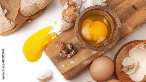 Wooden bowl filled with egg...