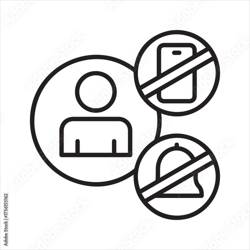 Icon no distractions from notifications and phone	