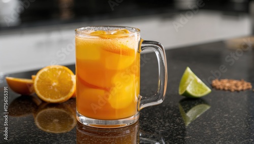 Transparent cup filled with...