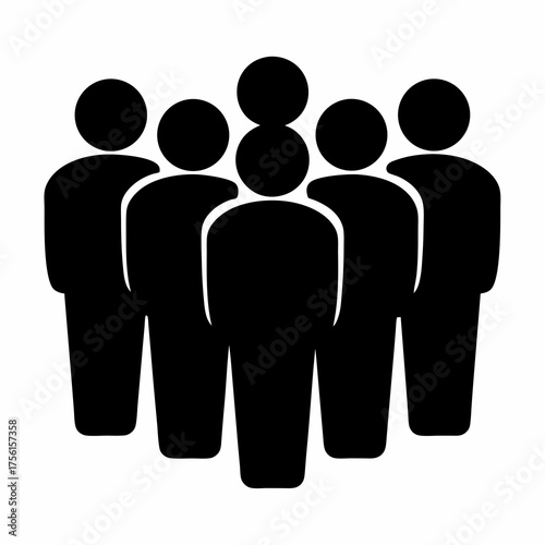 Simplified Crowd Icon Representation of a Group of People Standing Together