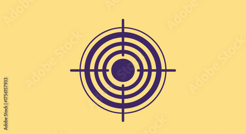 A centered target graphic, with purple concentric circles and crosshairs against a beige background
