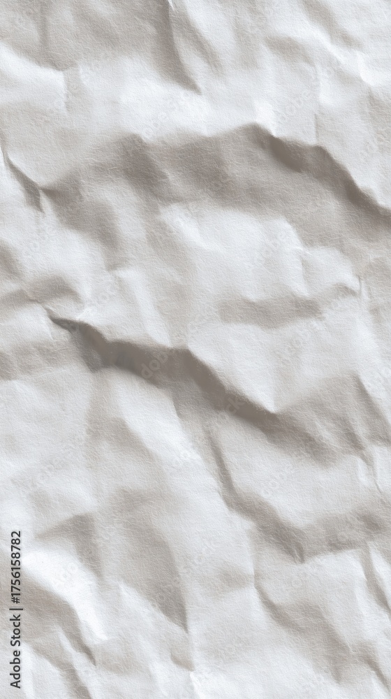 Obraz premium Crumpled Sheet: A close-up shot of a textured sheet, with subtle shadows creating a mesmerizing display of folds and lines, inviting one to explore the tactile nature of this ordinary object.
