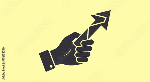 A hand firmly grips a broken upward arrow, a symbol of progress and challenges