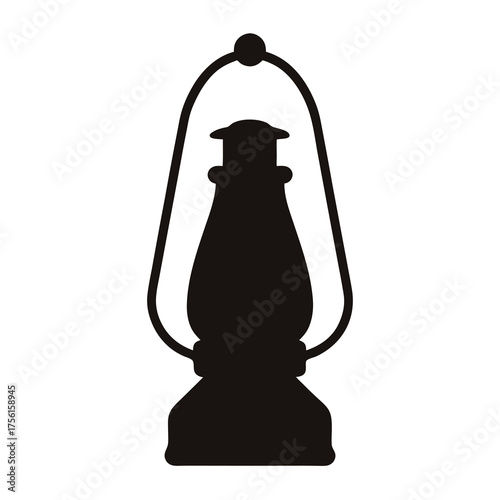 Silhouette of an Old Fashioned Kerosene Lantern on a White Background