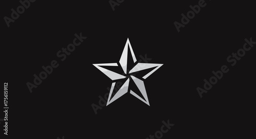 A white, detailed, five-pointed star design on a dark background, with gradient shading