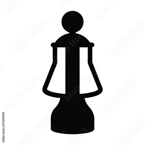 Silhouette of an Old Fashioned Kerosene Lantern on a White Background