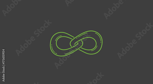 A green outline of an infinity symbol, centered on a gray background. Simple and modern design