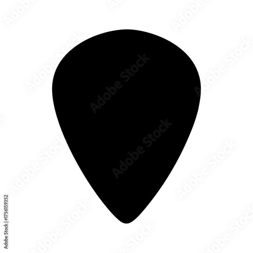 Black and white minimalistic guitar pick art design over white backdrop