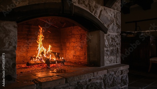Intense flames roaring in a...