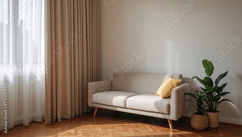 Contemporary living room corner featuring a couch