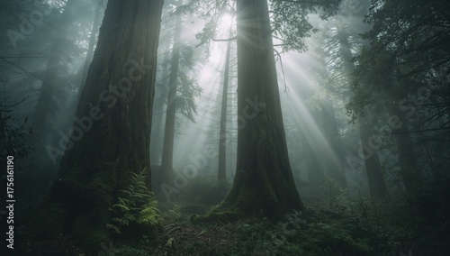 A lush woodland shrouded in...