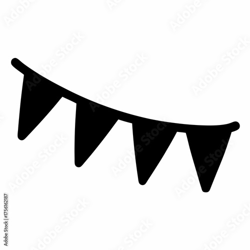 Simple silhouette illustration of a festive banner decoration with triangle flags