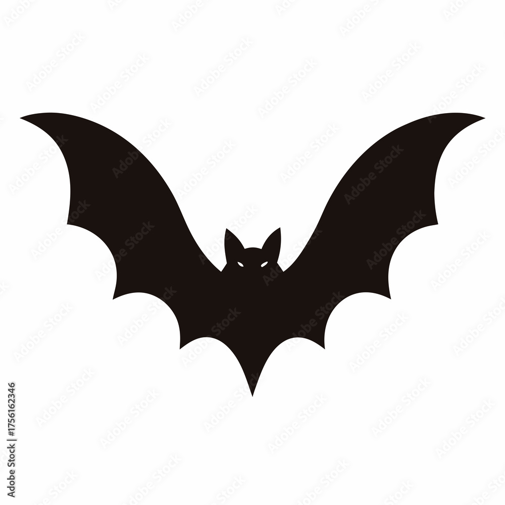 Fototapeta premium Simple black bat silhouette with piercing eyes, perfect for Halloween designs