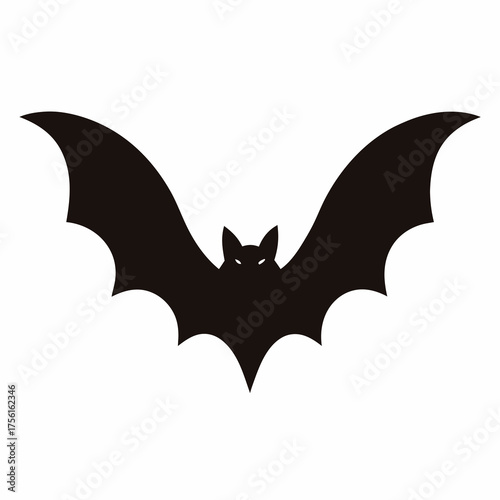 Simple black bat silhouette with piercing eyes, perfect for Halloween designs