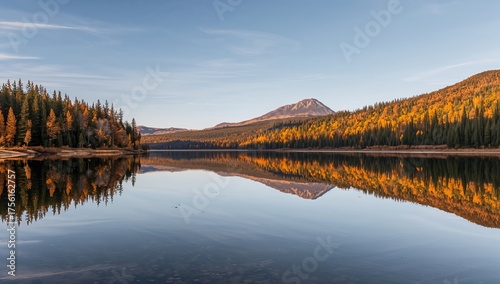 Fall scenery mirrored in a ...