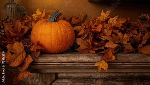 A bright orange gourd sits ...