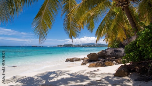 Tropical island coastline w...