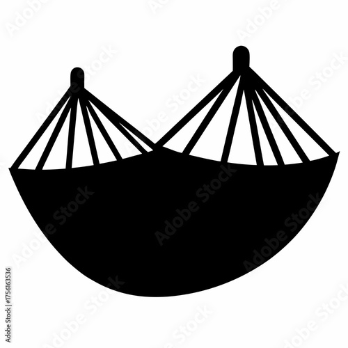 Silhouette of a peaceful and inviting hammock ready for relaxation