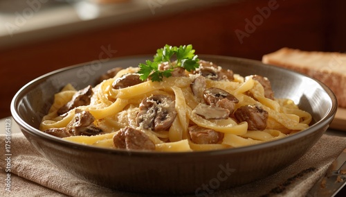 Chicken Alfredo pasta with ...