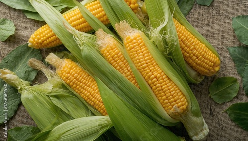 Close-up of fresh corn cobs...
