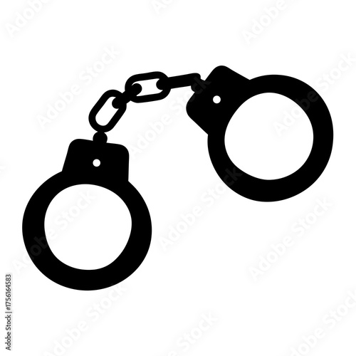 Black silhouette illustration of handcuffs depicting crime and law enforcement concepts