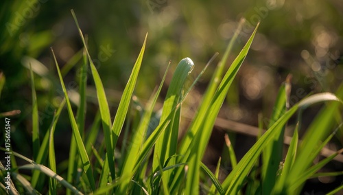 Sunlit vibrant green blades...