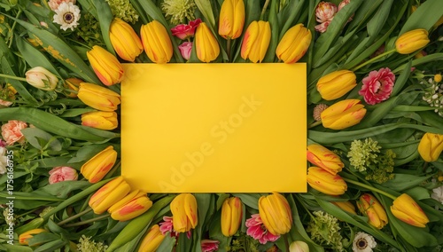Large yellow card with a gr...
