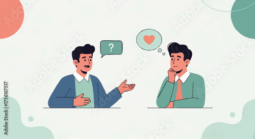 Colleague checking in on another's well-being. Vector illustration of empathy and emotional support. Flat design concept for mental health in the workplace