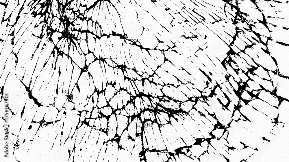 Fototapeta premium Cracked glass on transparent background. Broken pattern texture, abstract of cracked. Break windshield glass vector illustration. Black isolated