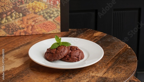 White plate with chocolate ...