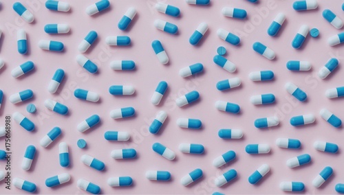 Blue and white pills displa...