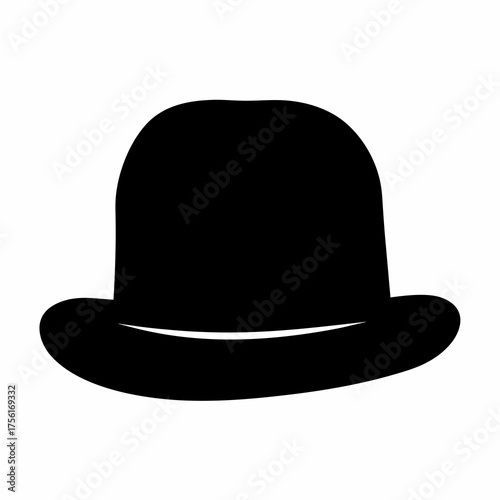 Classic black bowler hat with a rounded crown and curled brim