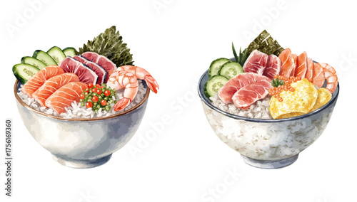 Sashimi Rice Bowl Set, a popular Japanese dish