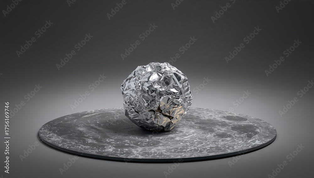 Fototapeta premium A spherical object made from aluminum foil