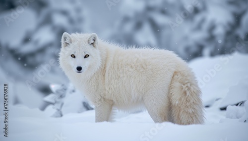 Snow-covered Arctic fox bra...