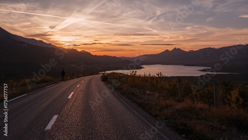 Deserted highway bathed in ...