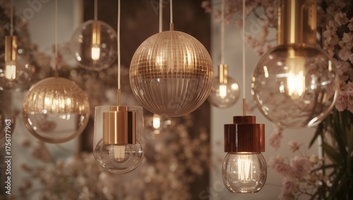 A cluster of suspended lamp...