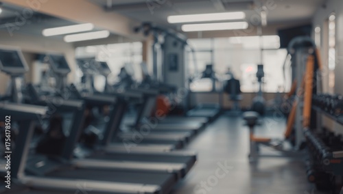 Out-of-focus fitness center...
