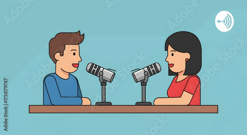 Podcast Recording Session with Two People Discussing Topics.