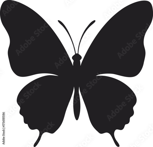 black butterfly silhouette isolated vector illustration insect design for logo tattoo decoration nature pattern art