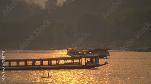 Sunset over Mekong River in Luang Prabang, Laos