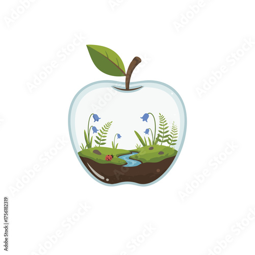green apple on white background