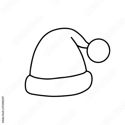 Vector Santa Claus Hat outline icon doodle sketch 