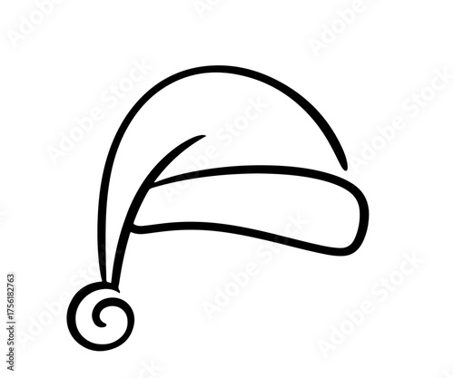 Vector Santa Claus Hat outline icon doodle sketch 