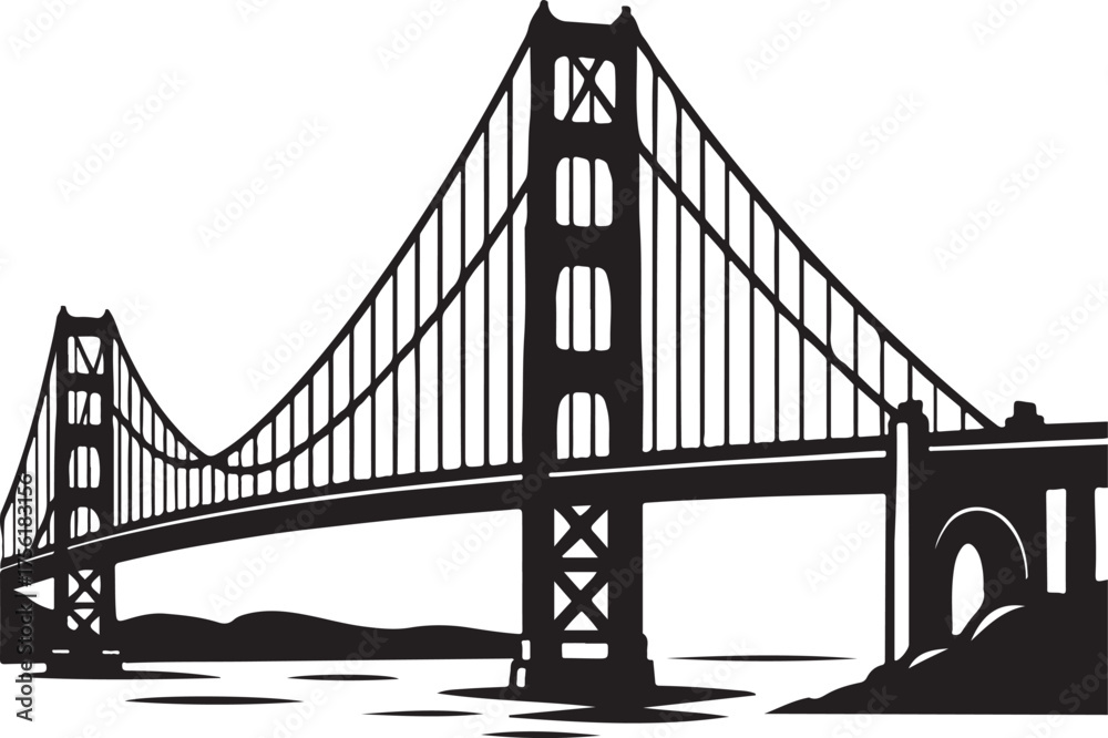 Obraz premium Golden Gate Bridge Silhouette Vector